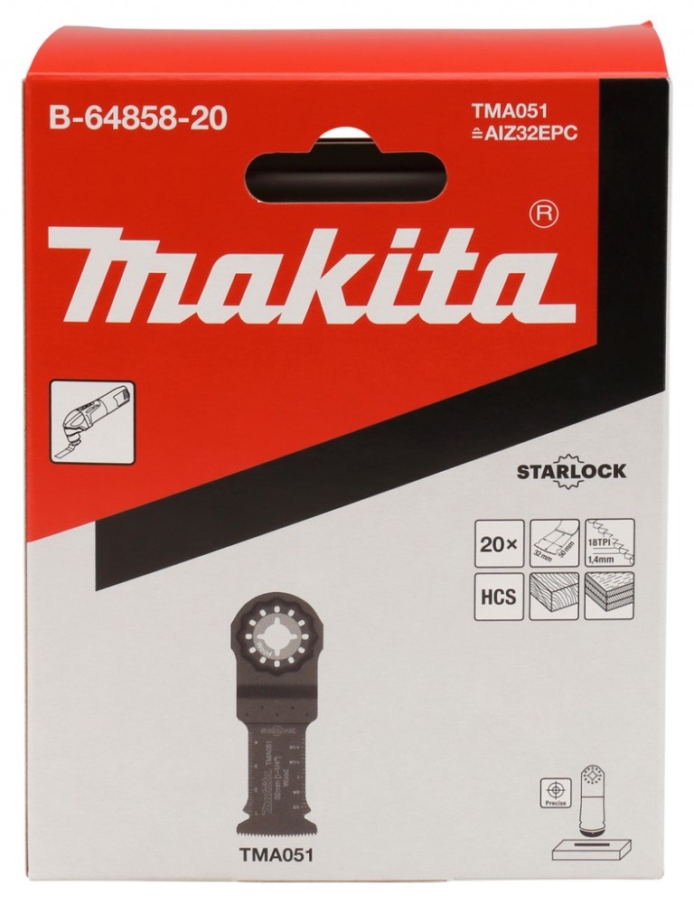 ใบตัดเอนกประสงค์ ชุด 20 ใบ MAKITA TMA051 ขนาด 32x50mm. (B-64858-20) (STARLOCK)