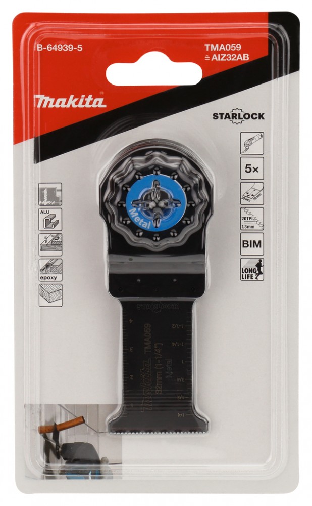 ใบตัดเอนกประสงค์ ชุด 5 ใบ MAKITA TMA059 ขนาด 32×50mm. (B-64939-5) (STARLOCK)