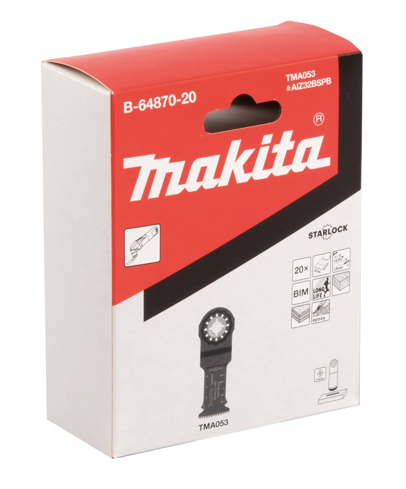 ใบมัลติทูล ใบตัดไม้เอนกประสงค์ ชุด 20 ใบ MAKITA TMA053 ขนาด 32×50mm. (B-64870-20) (STARLOCK)