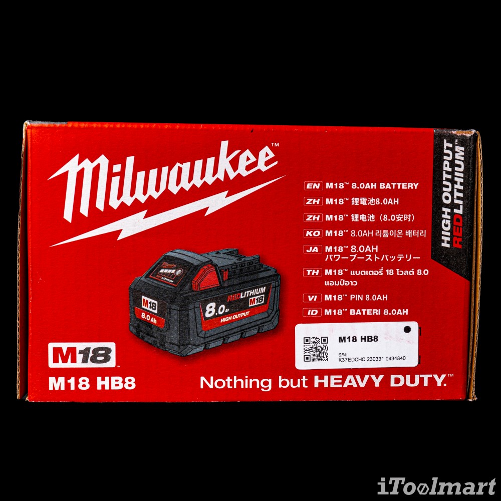 แบตเตอรี่ Milwaukee M18HB8 18V 8.0Ah.