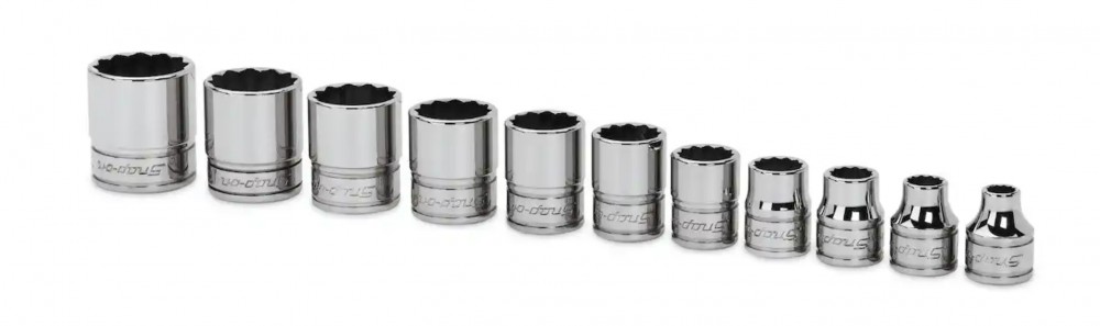ชุดลูกบล็อกสั้น 12 เหลี่ยม 11 ชิ้น ขนาด 3/8 นิ้ว Snap-On 211FY SAE Flank Drive® Shallow Socket Set (1/4, 5/16, 3/8-7/8 นิ้ว)