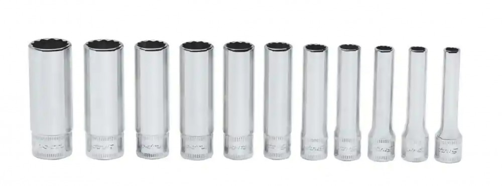 ชุดลูกบล็อก 12 เหลี่ยม 11 ชิ้น ขนาด 1/4 นิ้ว Snap-On 111STMMDY Flank Drive® Deep Socket Set (5-14 มม.)