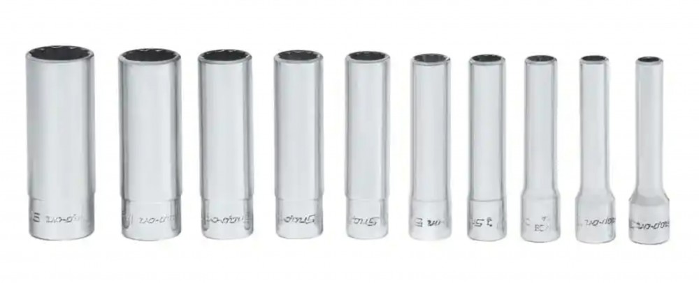 ชุดลูกบล็อก 12 เหลี่ยม 10 ชิ้น ขนาด 1/4 นิ้ว Snap-On 110STMDY SAE Flank Drive® Deep Socket Set (3/16–9/16 นิ้ว)