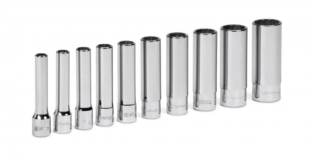 ชุดลูกบล็อก 12 เหลี่ยม 10 ชิ้น ขนาด 1/4 นิ้ว Snap-On 110STMDY SAE Flank Drive® Deep Socket Set (3/16–9/16 นิ้ว)