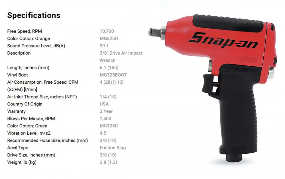 บล็อกลม Snap-On MG325 ขนาด 3/8 นิ้ว (สีแดง)