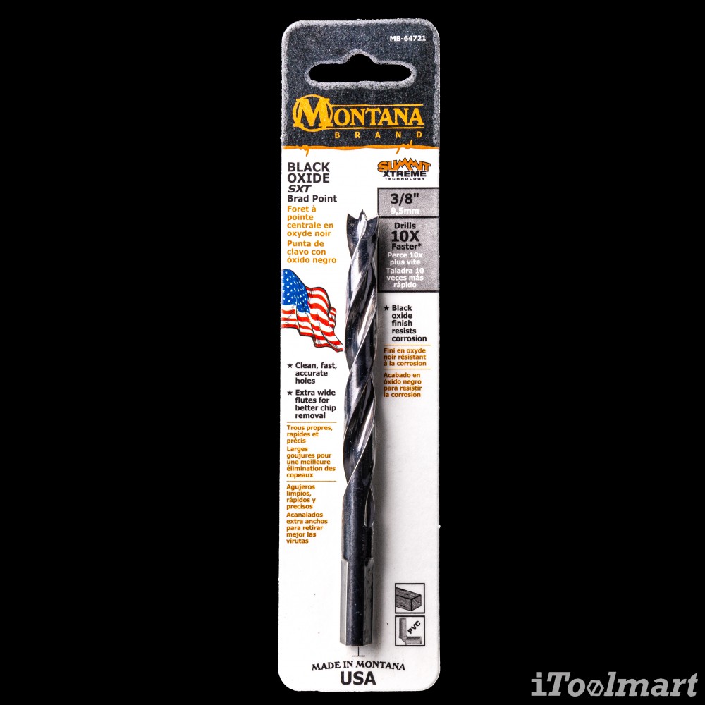 ดอกสว่านเจาะไม้ MONTANA X29 MB-64721 BLACK OXIDE ขนาด 3/8 นิ้ว 9.5 mm