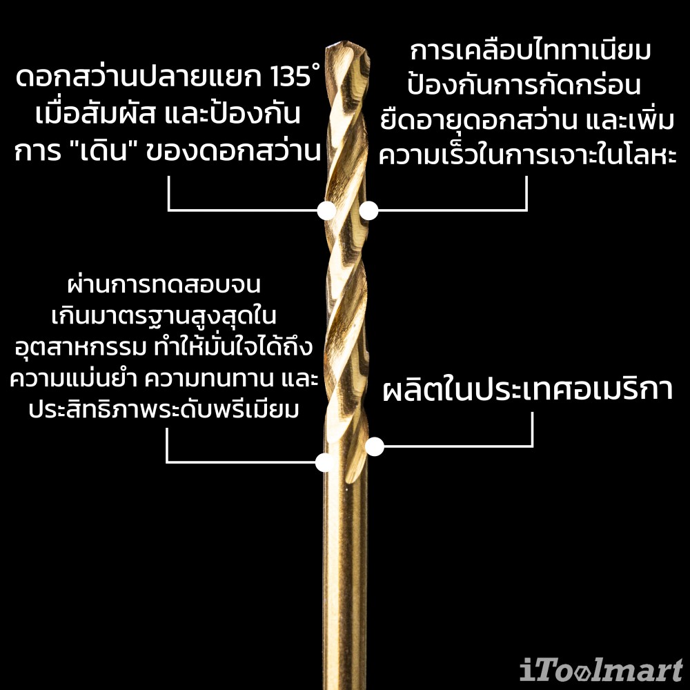 ดอกสว่านเจาะเหล็กอย่างดี MONTANA MB-64605 ก้าน HEX ขนาด 1/8 นิ้ว 3.2 mm