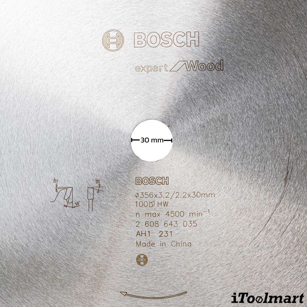 ใบเลื่อยวงเดือน BOSCH 2 608 643 035 ขนาด 14 นิ้ว 100 ฟัน (ตัดไม้)