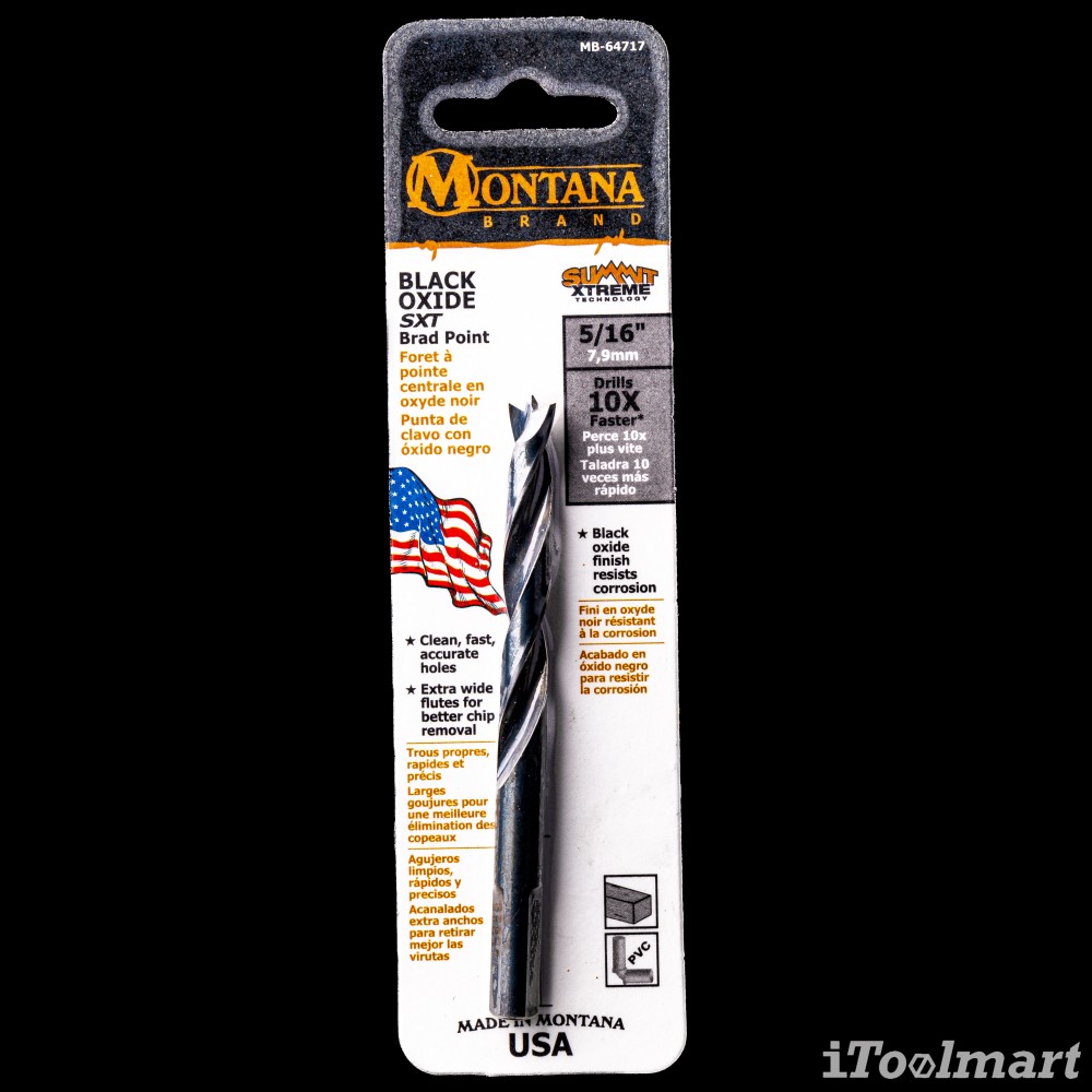 ดอกสว่านเจาะไม้ MONTANA X29 MB-64717 BLACK OXIDE ขนาด 5/16 นิ้ว 7.9 mm
