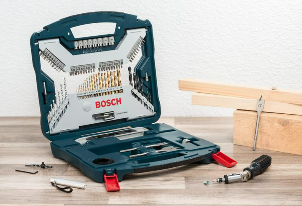 Bosch X-Line 100-piece TiN-coated set for wood, masonry and metal