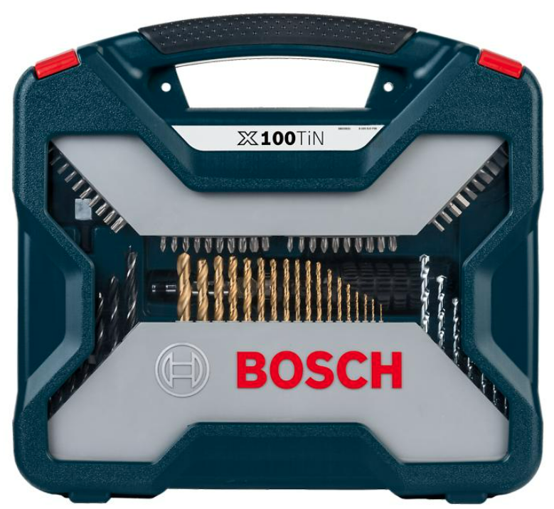Bosch X-Line 100-piece TiN-coated set for wood, masonry and metal
