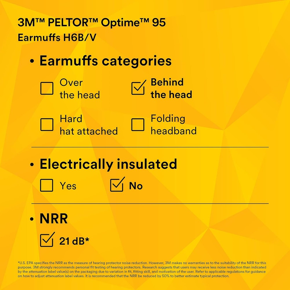 ที่ครอบหูลดเสียง 3M H6B/V PELTOR Optime 95 แบบคาดหลังศีรษะ