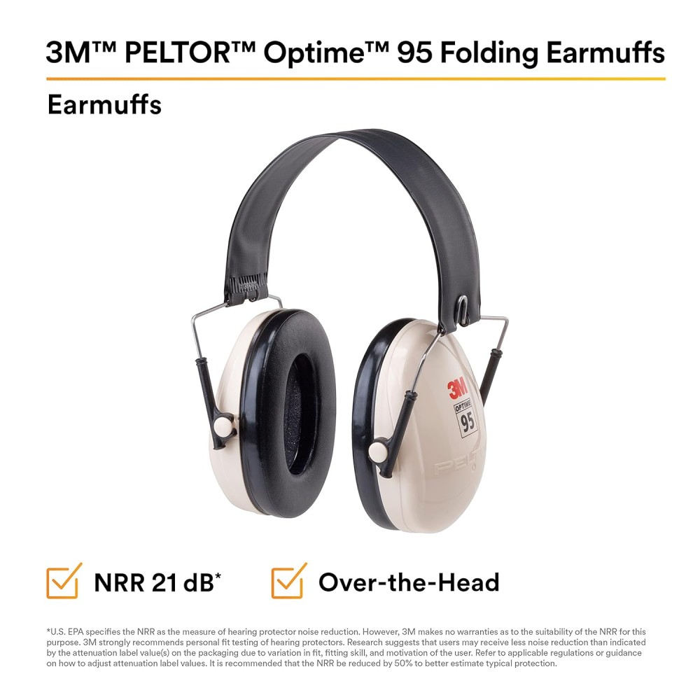 ที่ครอบหูลดเสียง 3M H6F/V PELTOR Optime 95 แบบคาดศีรษะ สามารถพับได้ ค่าการลดเสียง 21 เดซิเบล