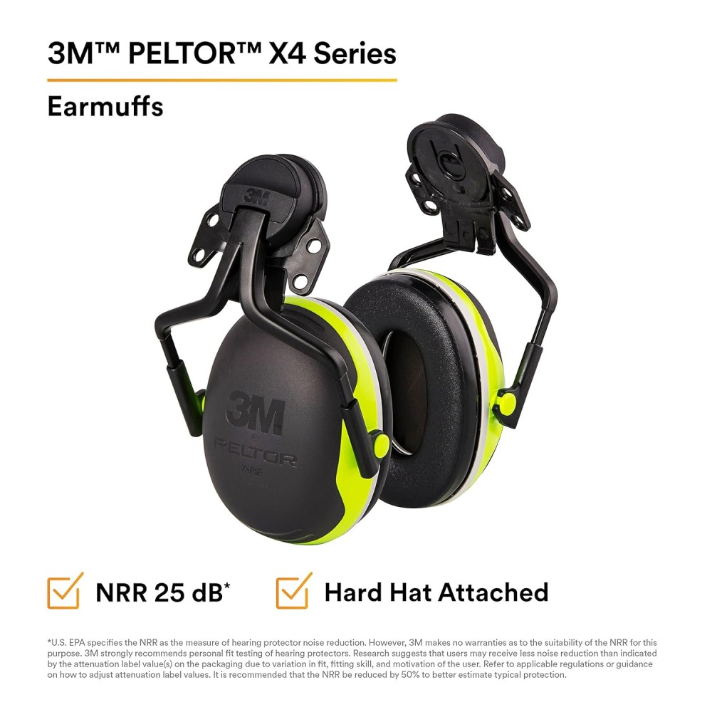 ที่ครอบหูลดเสียง 3M X4P5E PELTOR แบบติดหมวกนิรภัย ค่าการลดเสียง 25 เดซิเบล