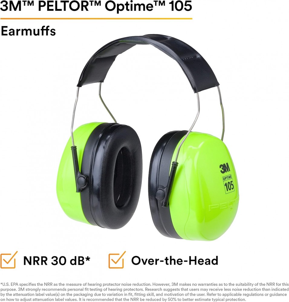 ที่ครอบหูลดเสียง 3M H10A HV PELTOR Optime 105 แบบคาดศีรษะ ค่าการลดเสียง 30 เดซิเบล