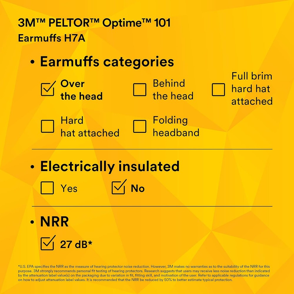 ที่ครอบหูลดเสียง 3M H7A PELTOR Optime 101 แบบคาดศีรษะ ค่าการลดเสียง 27 เดซิเบล