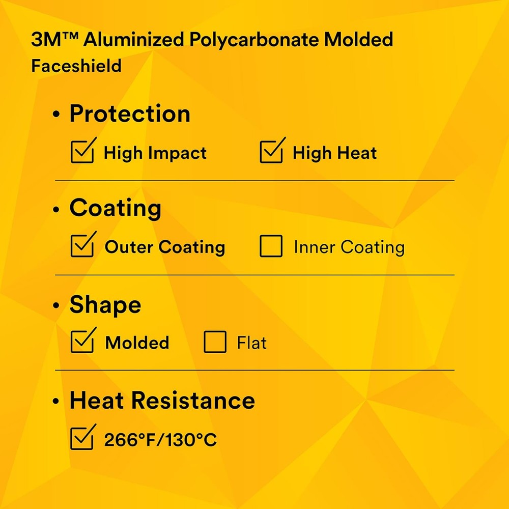 กระบังหน้า 3M WP96AL 82504-00000 เลนส์โพลีคาร์บอเนตเคลือบอลูมิเนียม สำหรับหน้ากากนิรภัย