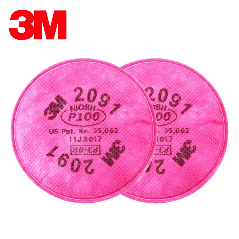 แผ่นกรอง 3M 2091 แผ่นกรองไอระเหยสารอินทรีย์, อนุภาค P100 (2ชิ้น)
