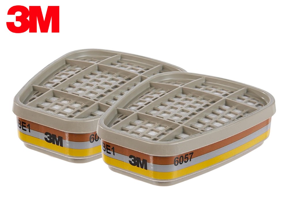 ตลับกรอง 3M 6057 ตลับกรองไอระเหยสารตัวทำละลายและกรดแก๊ส, A1B1E1 (2ชิ้น)