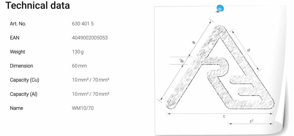 หัวย้ำ ดายย้ำ Rennsteig 630 401 5 Double Indent Die Set WM10/70 สำหรับเครื่องย้ำสาย APZ 50, HPZ 50.1