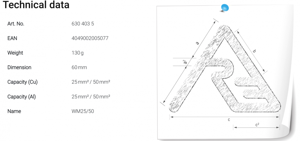 หัวย้ำ ดายย้ำ Rennsteig 630 403 5 Double Indent Die Set WM25/50 สำหรับเครื่องย้ำสาย APZ 50, HPZ 50.1