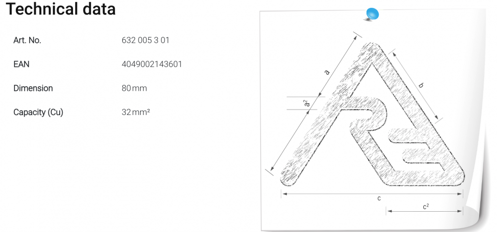 หัวย้ำ ดายย้ำ Rennsteig 632 005 3 01 Die Set 80.005 with locator สำหรับเครื่องย้ำสาย APZ 50, HPZ 50.1