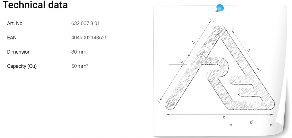 หัวย้ำ ดายย้ำ Rennsteig 632 009 3 0 Die set PP1000 8mm² สำหรับเครื่องย้ำสาย APZ 80, HPZ 80.1