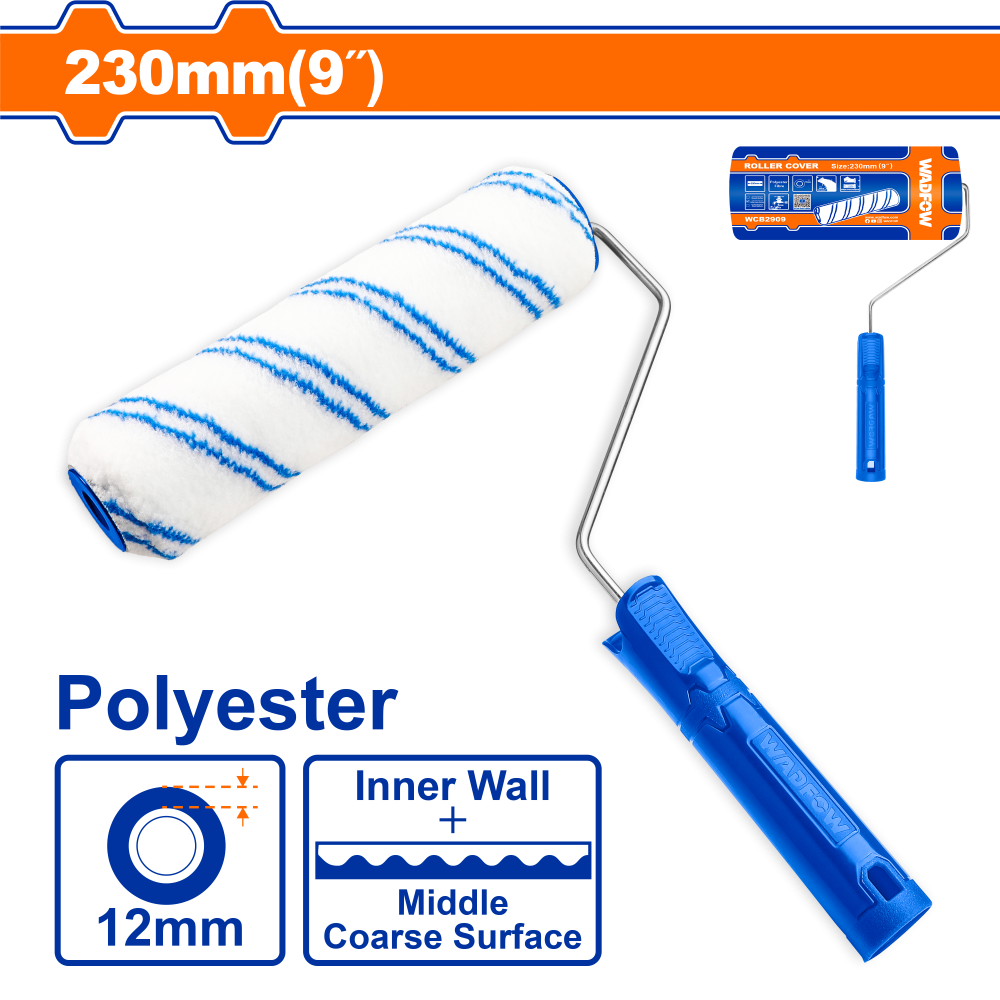ลูกกลิ้งทาสี WADFOW WCB1909 ลูกกลิ้งทาสีโพลีเอสเตอร์ ขนาด 230 มม. (9 นิ้ว)