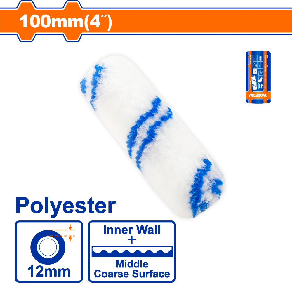 อะไหล่ลูกกลิ้งทาสี WADFOW WCB2904 โพลีเอสเตอร์ ขนาด 100 มม. (4 นิ้ว
