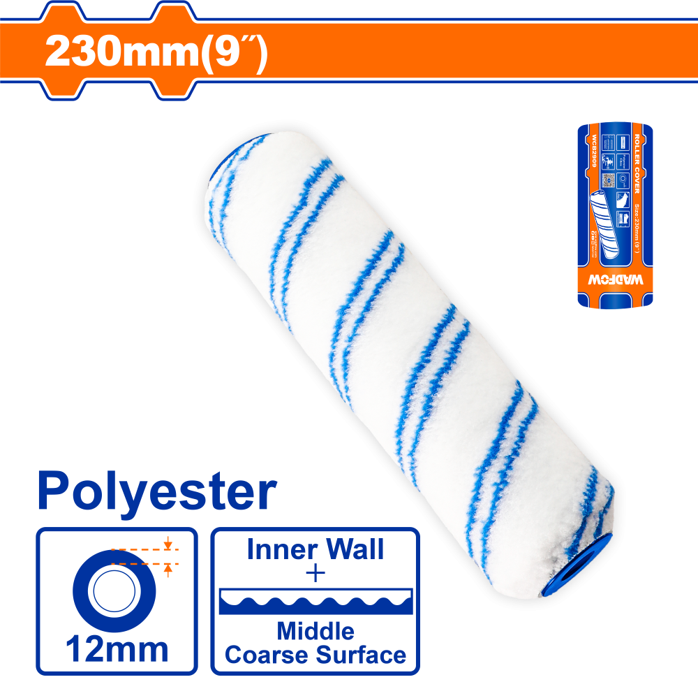 อะไหล่ลูกกลิ้งทาสี WADFOW WCB2909 โพลีเอสเตอร์ ขนาด 230 มม. (9 นิ้ว)