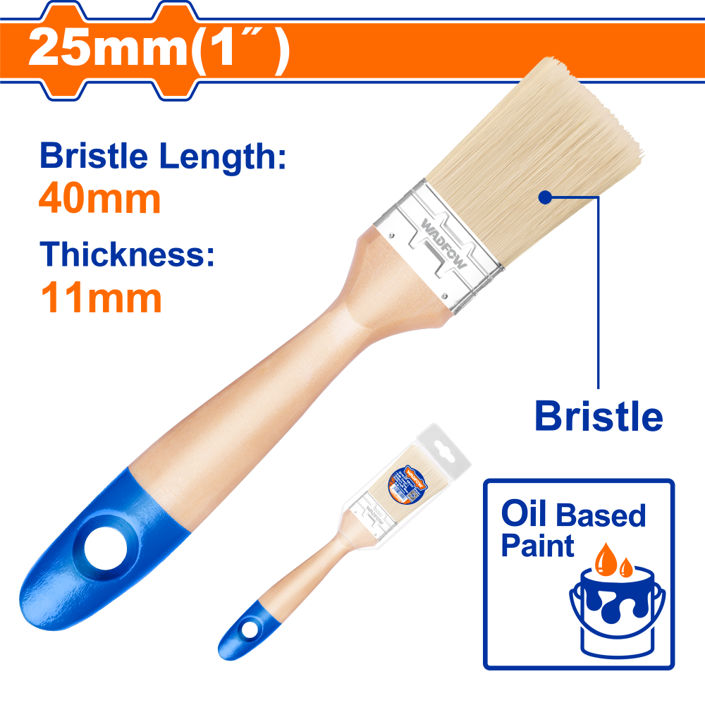 แปรงทาสี WADFOW WPB2901 ด้ามไม้ สำหรับสีน้ำมัน ขนาด 25 มม. (1 นิ้ว)