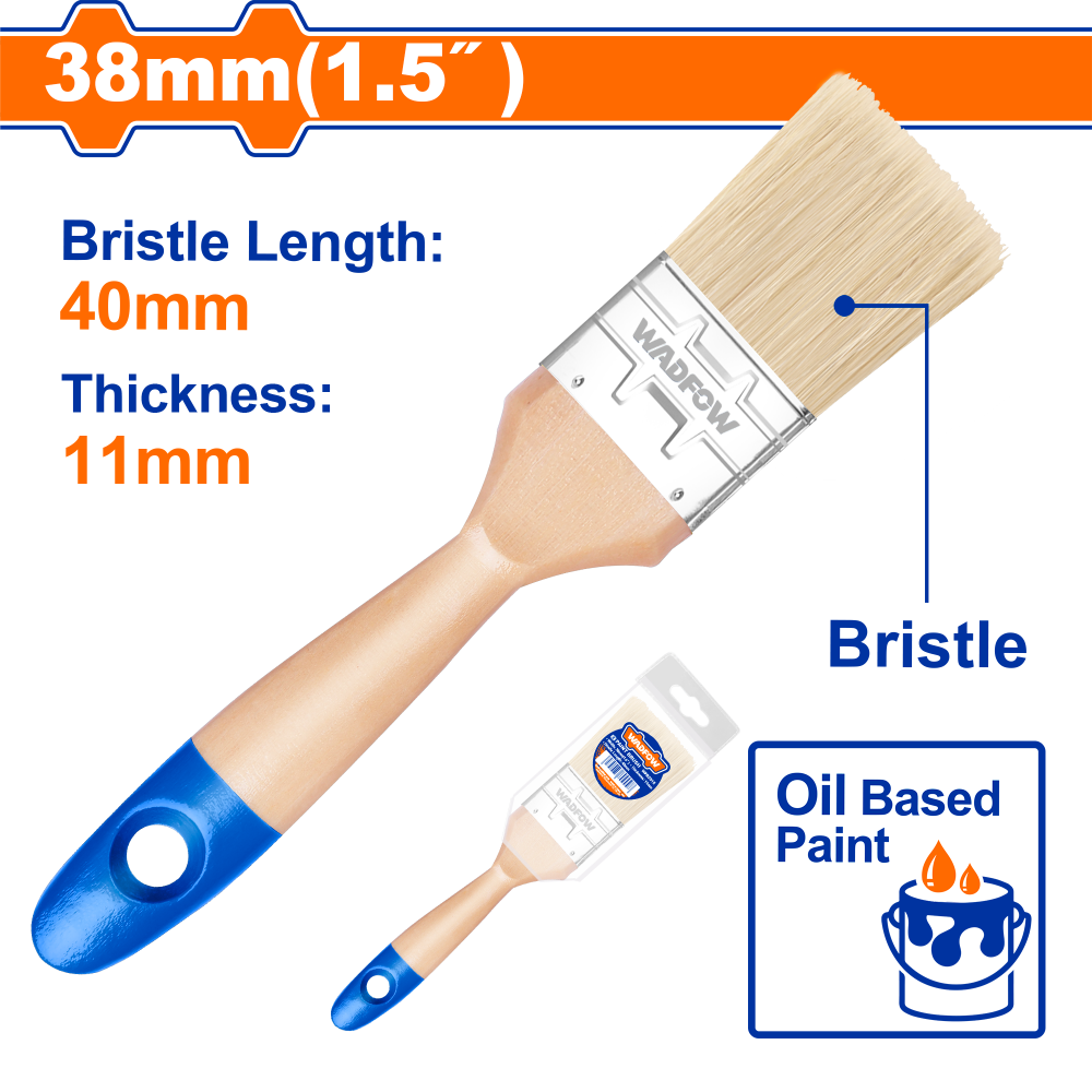 แปรงทาสี WADFOW WPB2915 ด้ามไม้ สำหรับสีน้ำมัน ขนาด 38 มม. (1.5 นิ้ว)