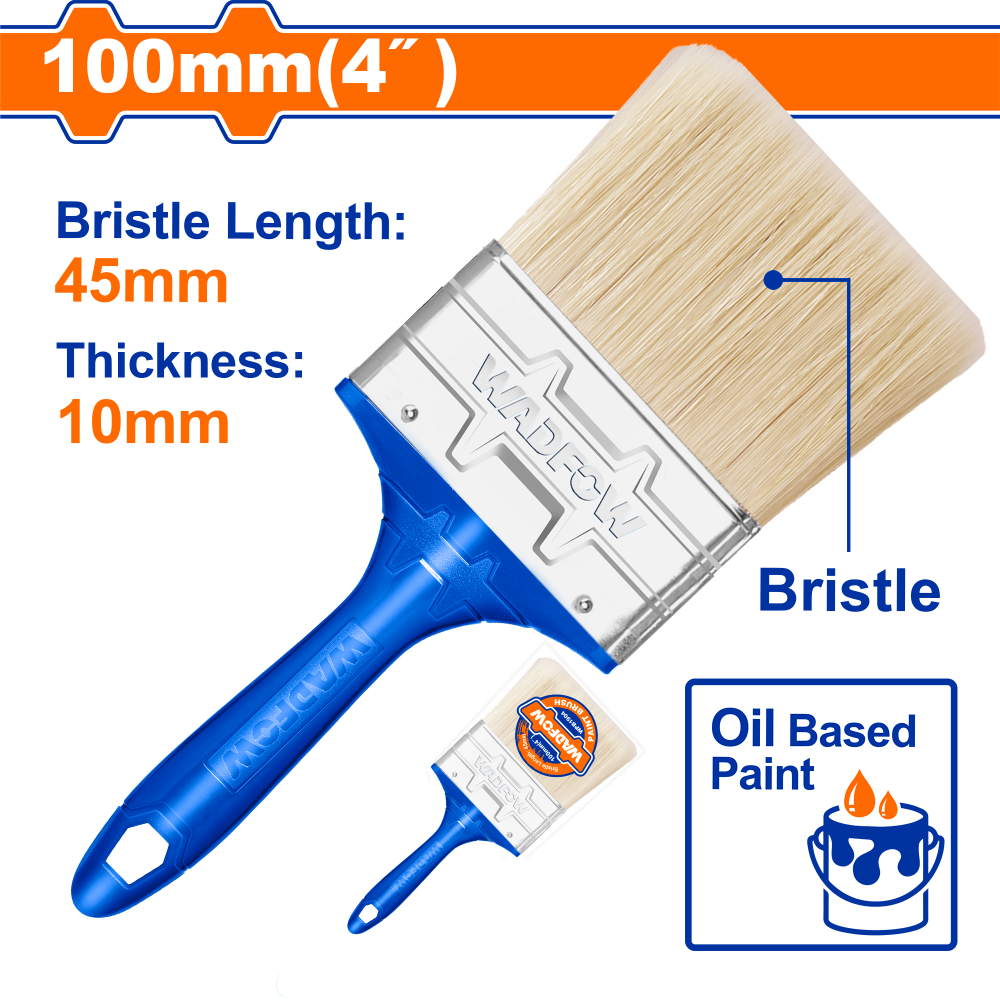แปรงทาสี WADFOW WPB1904 ด้ามพลาสติก สำหรับสีน้ำมัน ขนาด 100 มม. (4 นิ้ว)