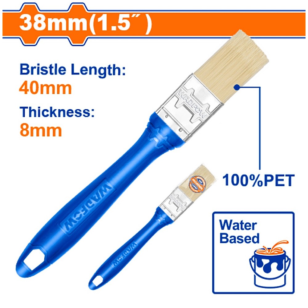 แปรงทาสี WADFOW ด้ามพลาสติก สำหรับสีน้ำ ขนาด 25 - 100 มม. (1 - 4 นิ้ว)