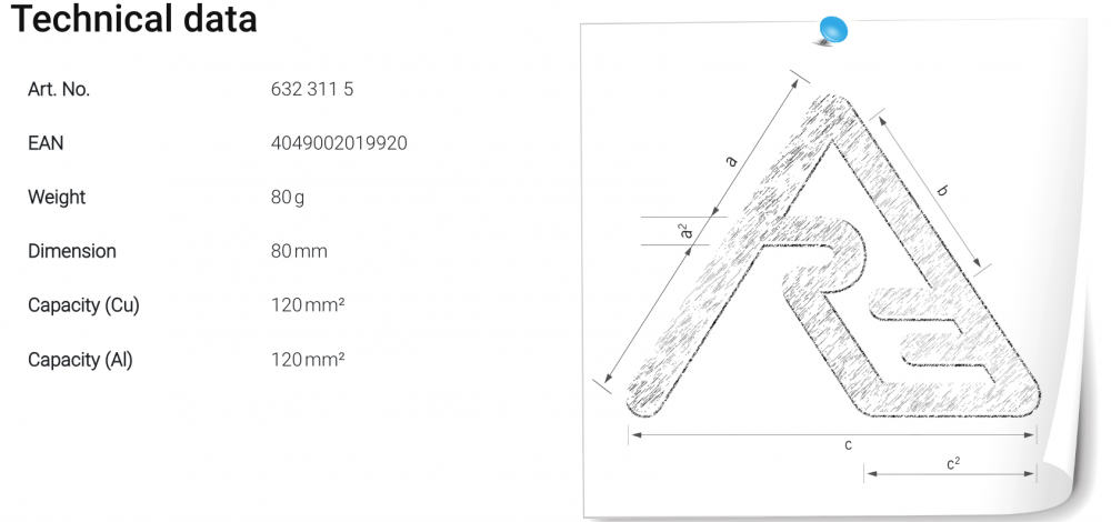 หัวย้ำ ดายย้ำ Rennsteig 632 311 5 Indent-Die Set D120/80 สำหรับเครื่องย้ำสาย APZ 80, HPZ 80.1