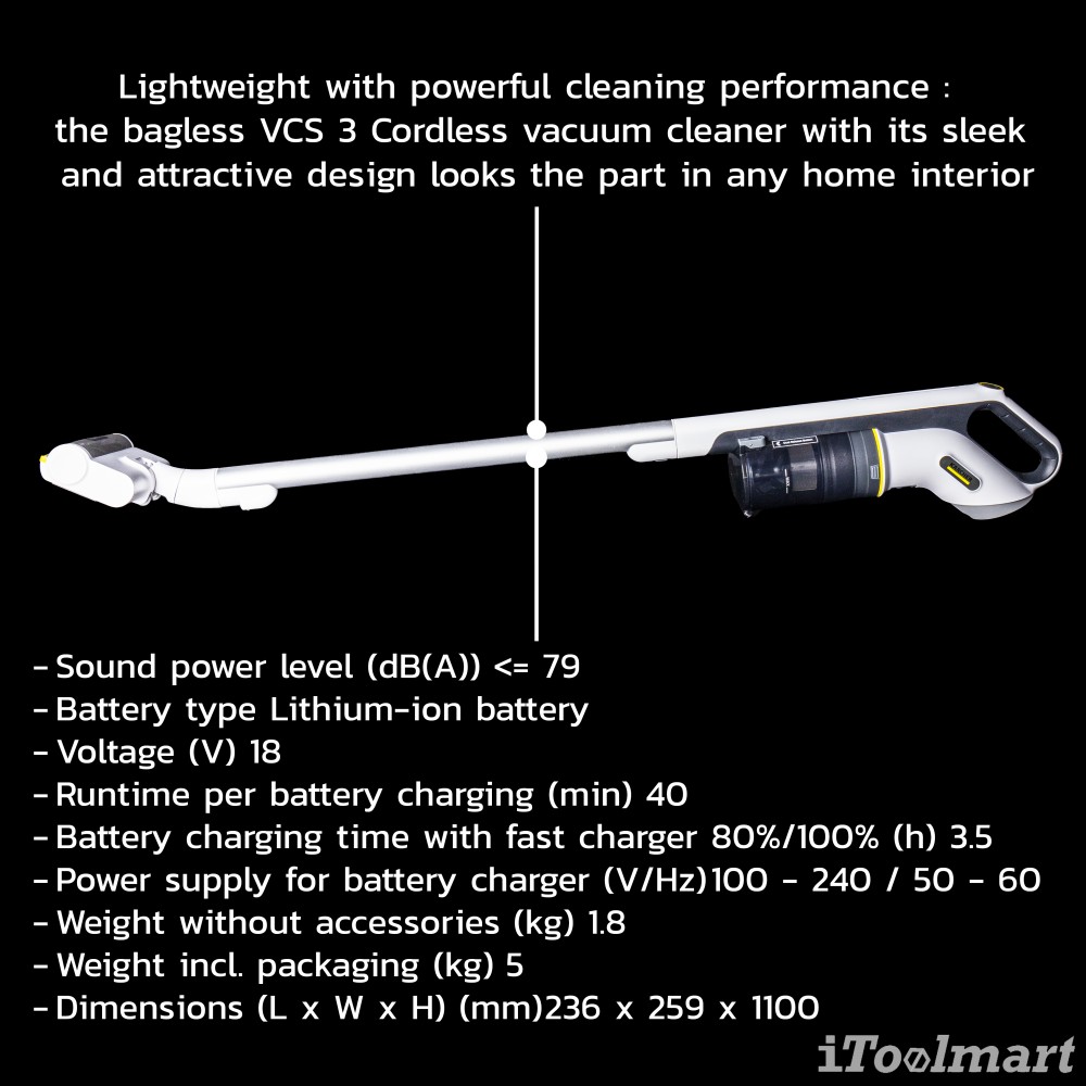 เครื่องดูดฝุ่นไร้สาย Karcher VCS 3 Cordless 1 198 801 0