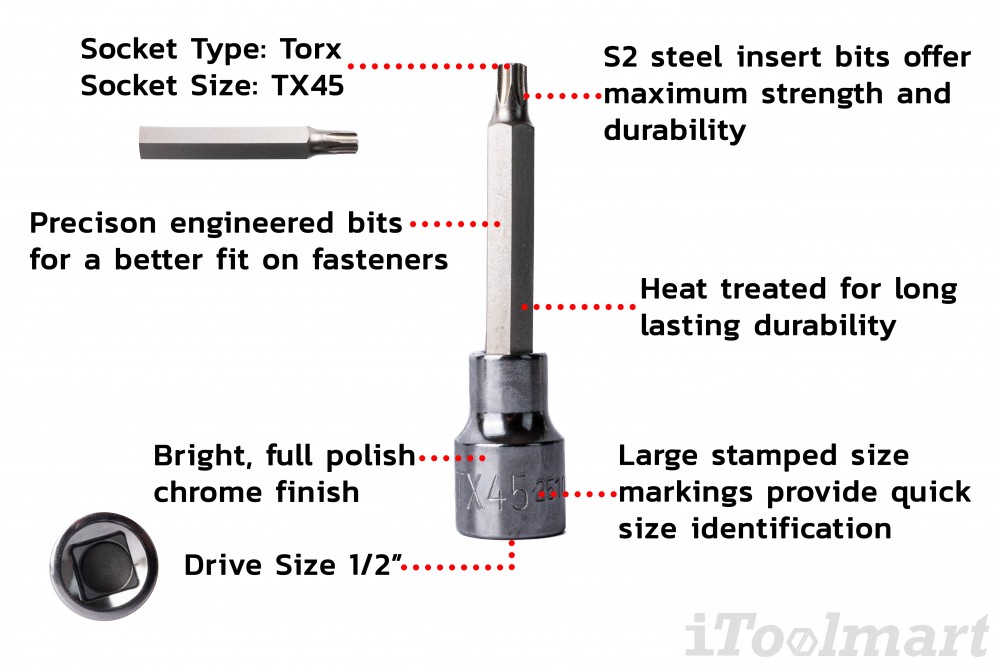 ลูกบล็อกเดือยโผล่ หัวทอกซ์ 1 2 นิ้ว SATA 25106 ขนาด T45x100 mm