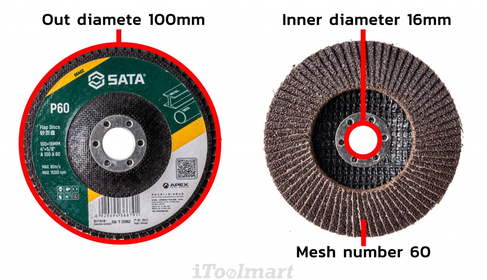 จานทรายซ้อน SATA 55402 ขนาด 4 นิ้ว 100xP60x16mm 