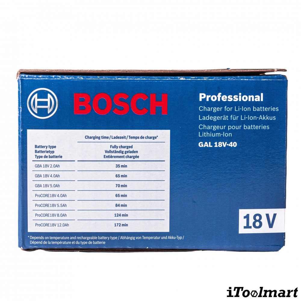แบตเตอรี่ BOSCH Starter Kit GBA 18V  4Ah  1 ก้อน แท่นชาร์จ รุ่น GAL 18V 40