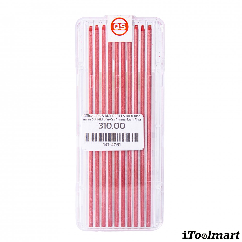 ไส้ดินสอ PICA DRY refills 4031 แดง ขนาด 2 8 mm  สำหรับเขียนทุกวัสดุ เขียนแล้วลบออกได้