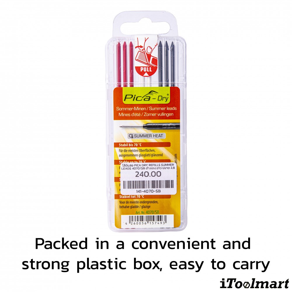 ไส้ดินสอ PICA DRY refills Summer leads 4070 SB ดำ แดง ขาว ขนาด 2 8 mm  เขียนบนความร้อนสูง
