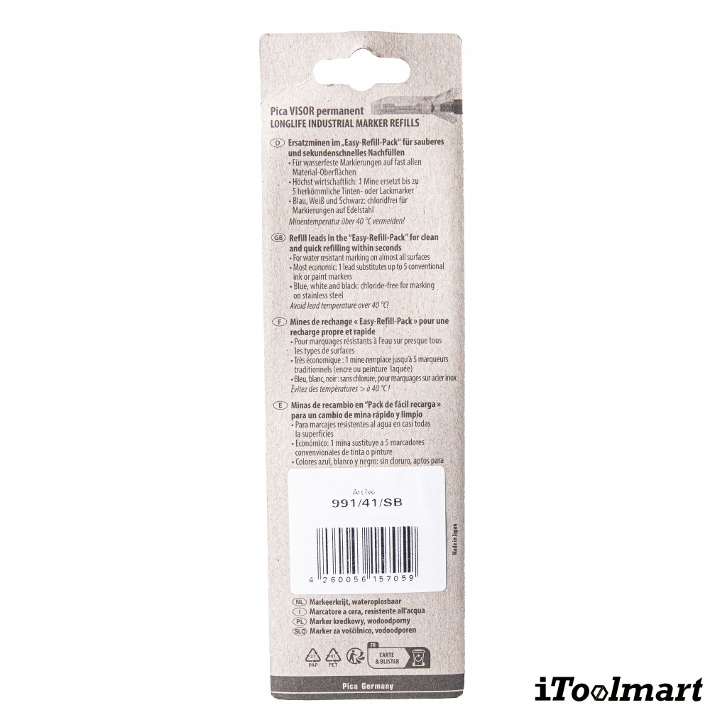 ไส้ปากกา มาร์คเกอร์ PICA 991 41 VISOR permanent Easy Refill Pack สีน้ำเงิน