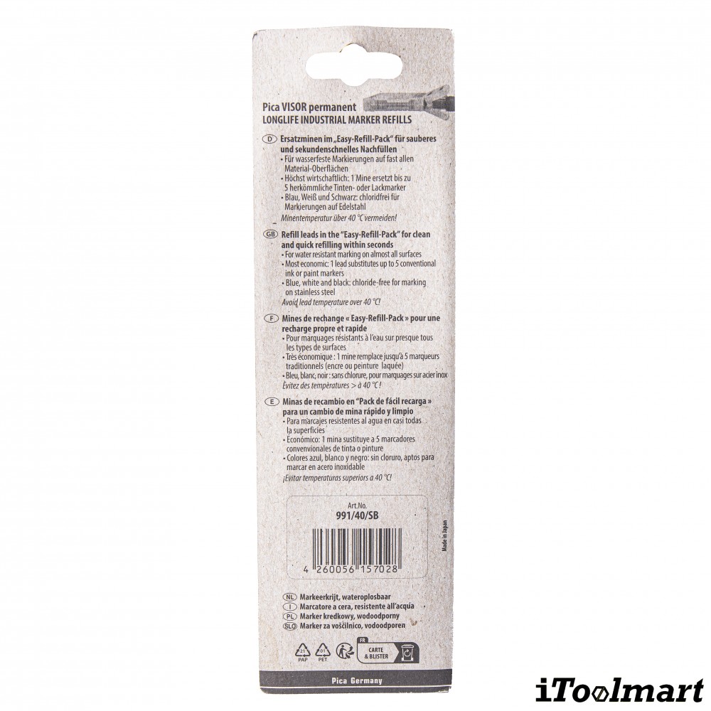 ไส้ปากกา มาร์คเกอร์ PICA 991 40 VISOR permanent Easy Refill Pack สีแดง