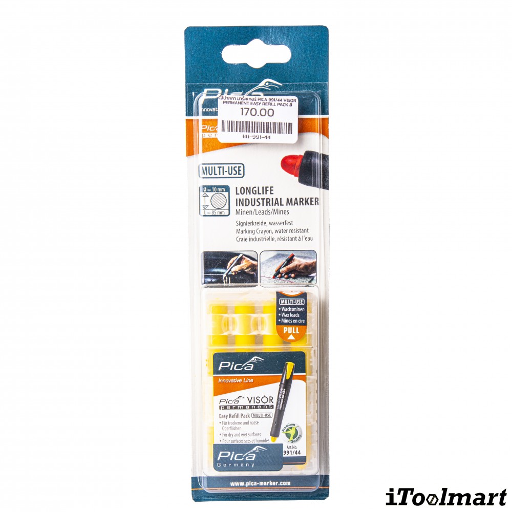 ไส้ปากกา มาร์คเกอร์ PICA 991 44 VISOR permanent Easy Refill Pack สีเหลือง