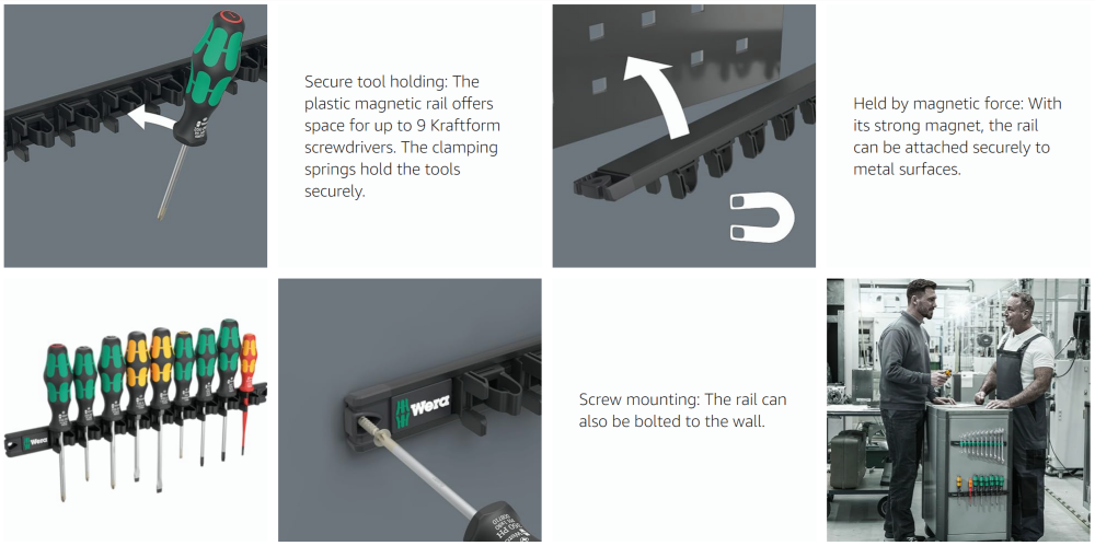 ชุดไขควง Wera 9650 Magnetic rail Kraftform screwdriver 05051012001 ชุด 9 ชิ้น