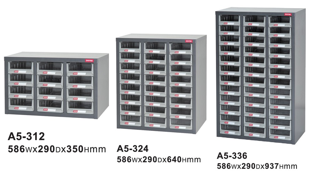 ตู้ลิ้นชักใส่อะไหล่ SHUTER A5 Series สีเทา ลิ้นชัก 12 36 ช่อง