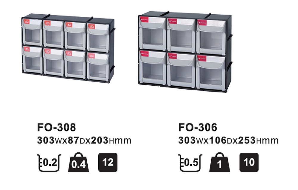 กล่องลิ้นชักใส่อะไหล่ SHUTER FO Series ลิ้นชัก 4 8 ช่อง
