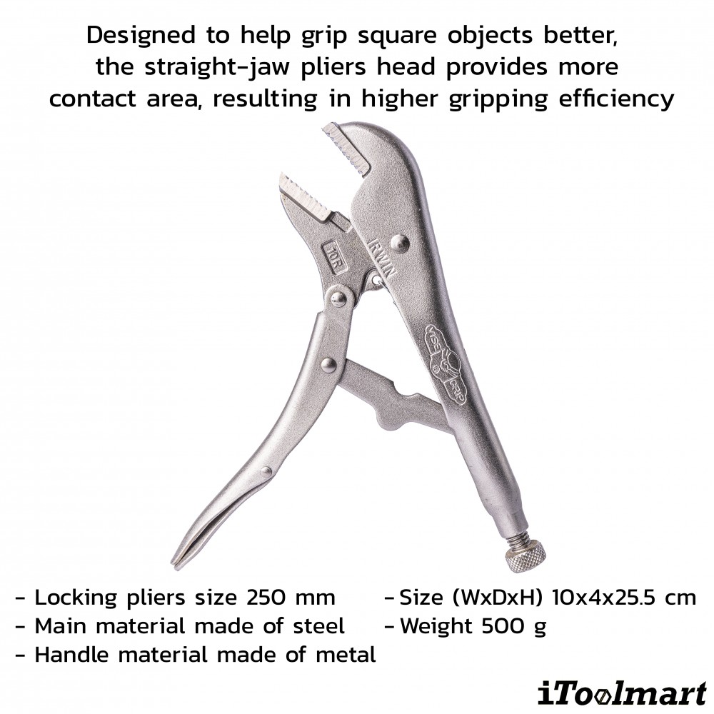 คีมล็อค คีมล็อคปากตรง IRWIN  VISE GRIP  10R 0102EL4 ขนาด 10 นิ้ว