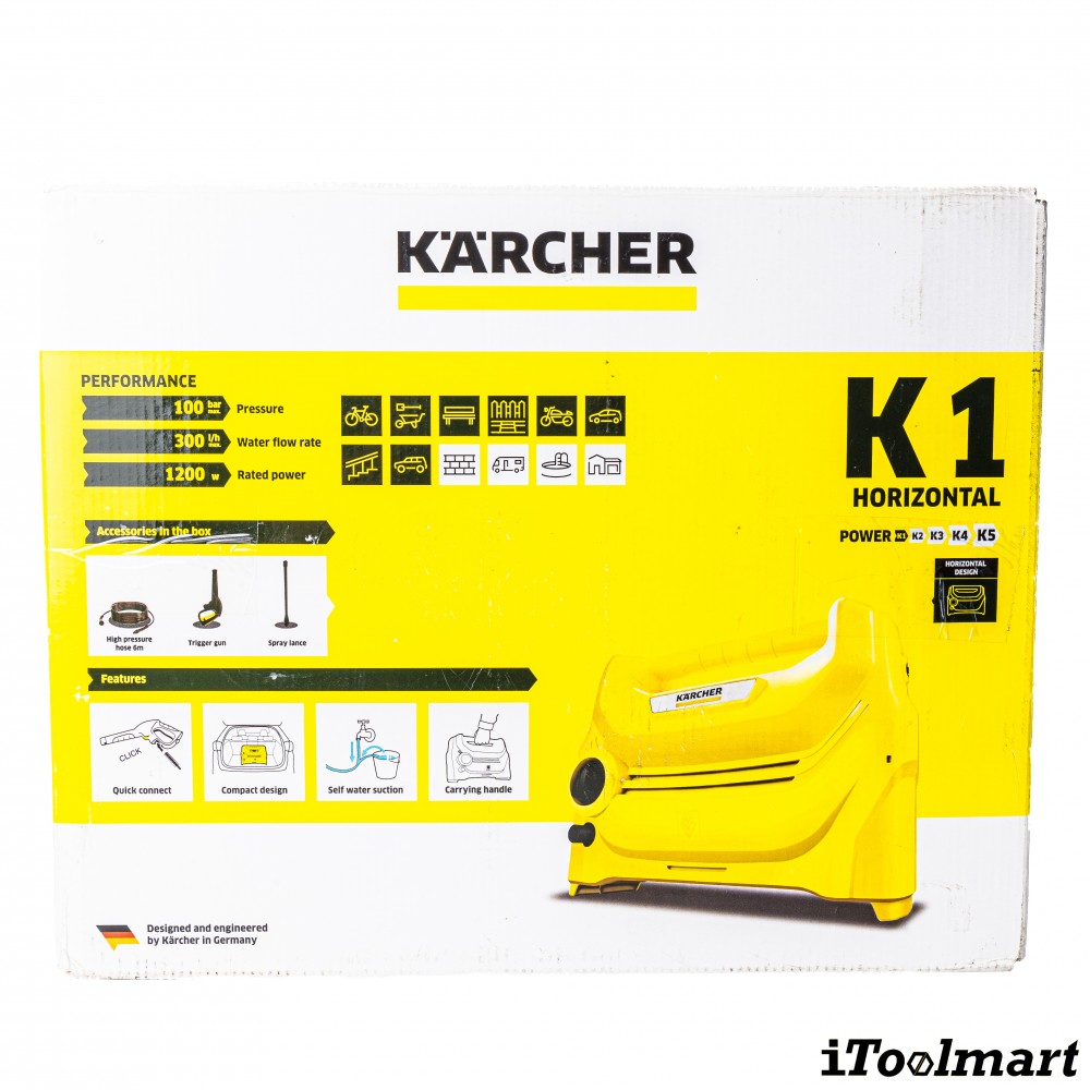 เครื่องฉีดน้ำแรงดันสูง Karcher K 1 Horizontal 100 บาร์ 1 599 101 0 เครื่องฉีดน้ำแรงดันสูง Karcher K 1 Horizontal 100 บาร์ 1 599 101 0