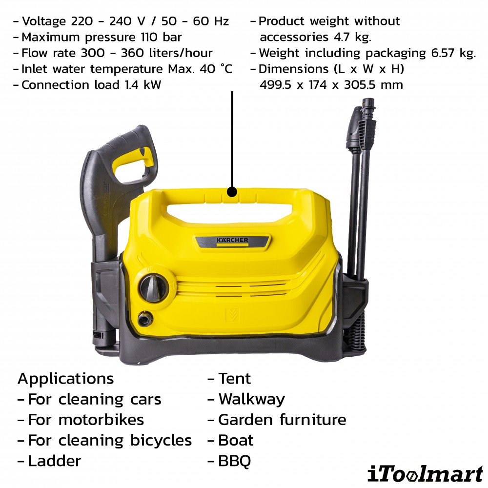 เครื่องฉีดน้ำแรงดันสูง Karcher K 2 Horizontal 110 บาร์ 1 599 151 0